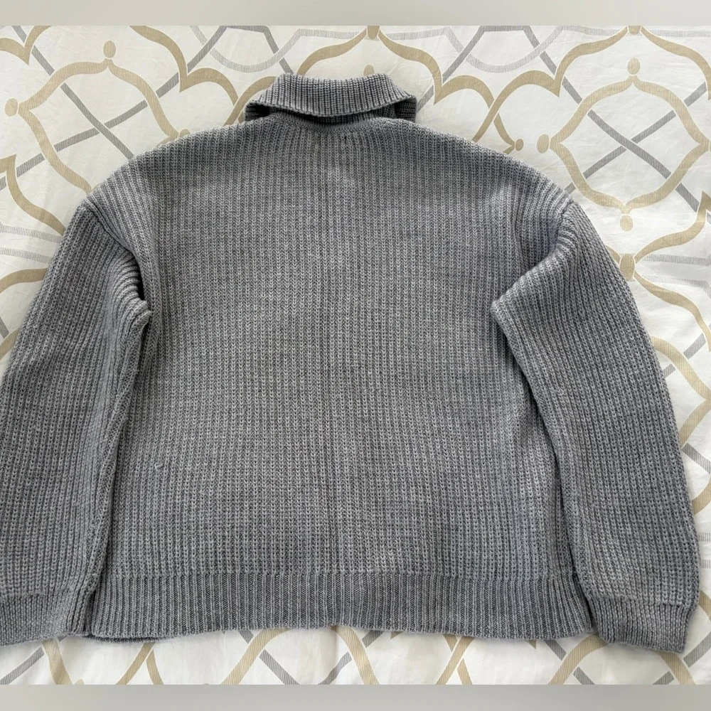 Quince Australian Merino Wool Collared Cable Cardigan - Picture 7 of 8